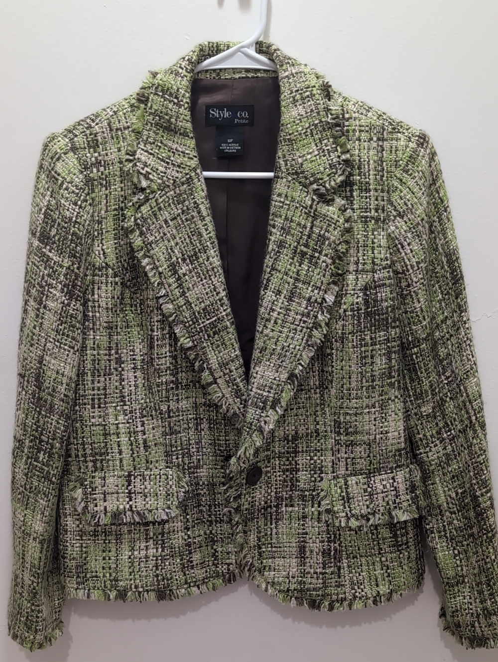 Style & Co. Women's Green Tweed Blazer Sz10
